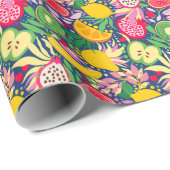熱帯フルーツ水彩夏パターン ラッピングペーパー (ロールコーナー)