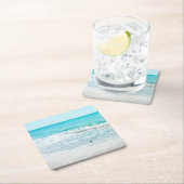 熱帯フロリダビーチ砂海波サンドパイパー スクエアペーパーコースター (インサイチュ)