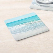 熱帯フロリダビーチ砂海波サンドパイパー スクエアペーパーコースター (アングル)