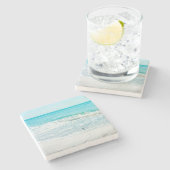 熱帯フロリダビーチ砂海波サンドパイパー ストーンコースター (横)