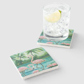 熱帯フロリダフラミンゴ ストーンコースター (横)