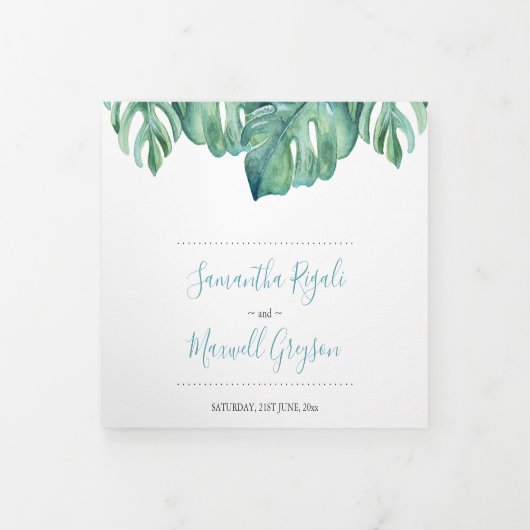 熱帯フロリダマグノリア水彩全1色 三つ折り招待状 (カバー)