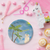 熱帯フロリメリーダクリスマス雪だるまオンビーチ ペーパープレート (パーティー)