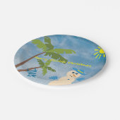 熱帯フロリメリーダクリスマス雪だるまオンビーチ ペーパープレート (アングル)