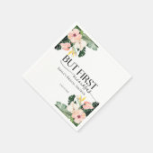 熱帯フローラが最初のミモサスブライダルシャワー スタンダードカクテルナプキン (角)