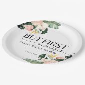 熱帯フローラが最初のミモサスブライダルシャワー ペーパープレート (アングル)