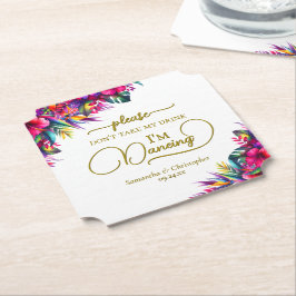 熱帯フローラが飲み物を飲まない結婚 ペーパーコースター