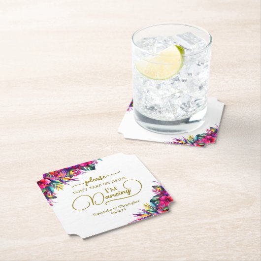 熱帯フローラが飲み物を飲まない結婚 ペーパーコースター (インサイチュ)