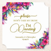 熱帯フローラが飲み物を飲まない結婚 ペーパーコースター (正面)