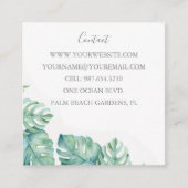 熱帯フローラとモンステラ葉 スクエア名刺 (正面)