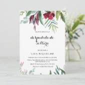 熱帯フローラと緑のスペインのブライダルシャワー 招待状 (スタンド正面)