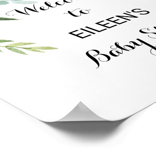 熱帯フローラと緑の赤ちゃんシャワーへようこそ ポスター (角)