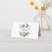 熱帯フローラと緑結婚の座席表 プレイスカード (裏面)