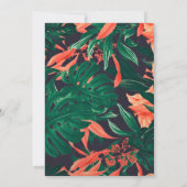 熱帯フローラと金ゴールドフレームウェディング日付を保存 セーブザデート (裏面)