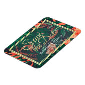 熱帯フローラと金ゴールドフレームウェディング日付を保存 マグネット (左側)