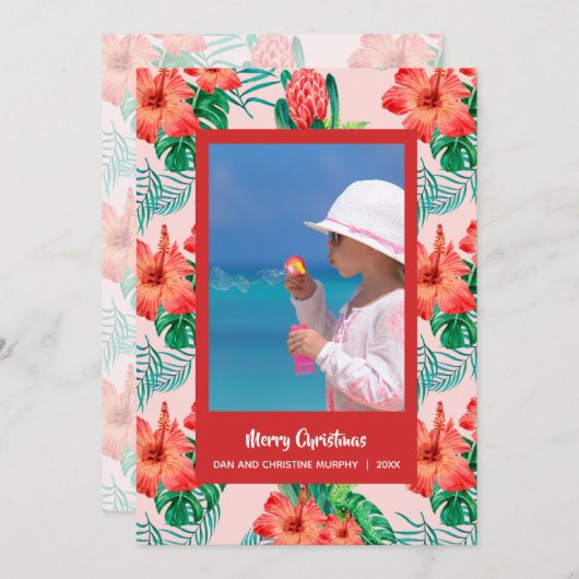 熱帯フローラのクリスマスフォト シーズンカード (正面/裏面)