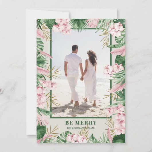 熱帯フローラのクリスマスフォト シーズンカード (正面)