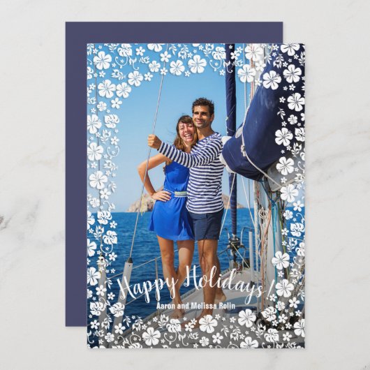 熱帯フローラのクリスマスフォト シーズンカード (正面/裏面)