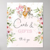 熱帯フローラのサファリの動物のカードとギフト ポスター (正面)