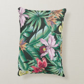 熱帯フローラのシームレスな模様と異国風 アクセントクッション (裏面(縦))