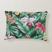 熱帯フローラのシームレスな模様と異国風 アクセントクッション (裏面)