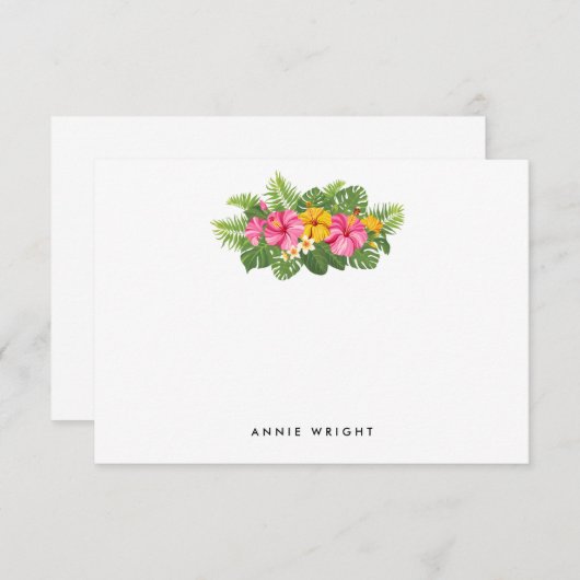 熱帯フローラのパーム葉が文房具に合わせる ノートカード (正面/裏面)