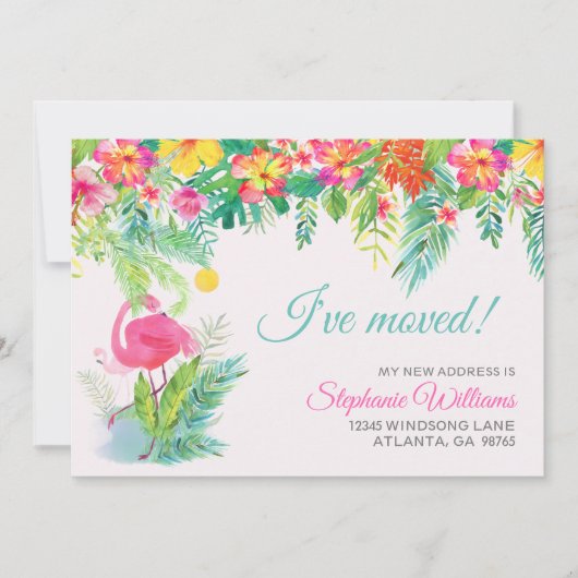 熱帯フローラの新しい住所 招待状 (正面)