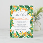 熱帯フローラの水彩スクリプト仮想シャワー 招待状 (スタンド正面)