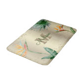 熱帯フローラの葉モノグラムスクリプト金箔 バスマット (アングル)