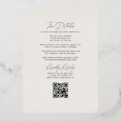 熱帯フローラアイボリーRSVP QRコード結婚の金ゴールド 箔招待状 (裏面)