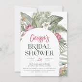 熱帯フローラアーチサマーモダンブライダルシャワー 招待状 (正面)