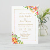 熱帯フローラウォーターカラーシック結婚夏 招待状 (スタンド正面)