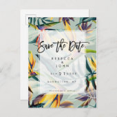 熱帯フローラエキゾチック結婚式をデートカードを保存 案内ポストカード (正面/裏面)