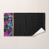 熱帯フローラエレガンスブラックバスルーム用タオルセット バスタオルセット (ハンドタオル)