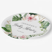 熱帯フローラエレガントハイビスカス赤ちゃんシャワー ペーパープレート (アングル)
