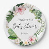 熱帯フローラエレガントハイビスカス赤ちゃんシャワー ペーパープレート (正面)