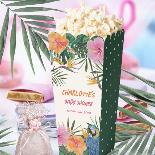 熱帯フローラオウム水色ドット赤ちゃんシャワー フェイバーボックス