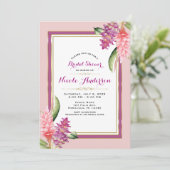 熱帯フローラオーキッドパープルピンクブライダルシャワー 招待状 (スタンド正面)