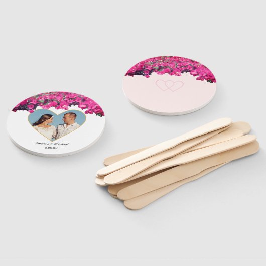 熱帯フローラカスタマイズ可能結婚写真 ハンドファン (組立なし)