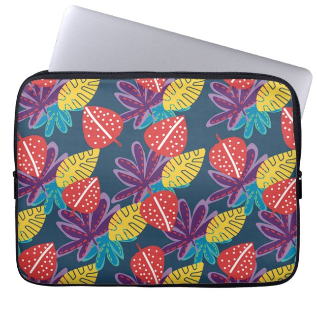 熱帯フローラカラフルハワイ ラップトップスリーブ (正面)
