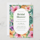 熱帯フローラカラフルブライダルシャワー 招待状 (正面)