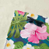 熱帯フローラカラフル水ガーリー色パターン ビーチタオル (インサイチュ)