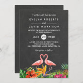 熱帯フローラカルボードフラミフォーマルンゴ結婚ス 招待状 (正面/裏面)