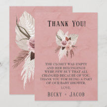 熱帯フローラガールベビーシャワーサンキューカード