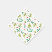 熱帯フローラグリーンとピンクの夏パーティー スタンダードカクテルナプキン (角)
