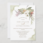 熱帯フローラグリーンドライパーム葉ズ結婚ズ 招待状 (正面)