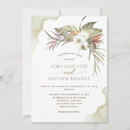 熱帯フローラグリーンドライパーム葉ズ結婚ズ 招待状