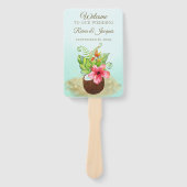 熱帯フローラココナッツパイナップルウェディングパーティー ハンドファン (正面)