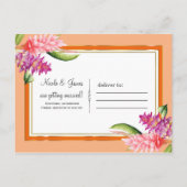 熱帯フローラコーラルオレンジ&金ゴールド保存日 案内ポストカード (裏面)