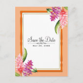熱帯フローラコーラルオレンジ&金ゴールド保存日 案内ポストカード (正面)